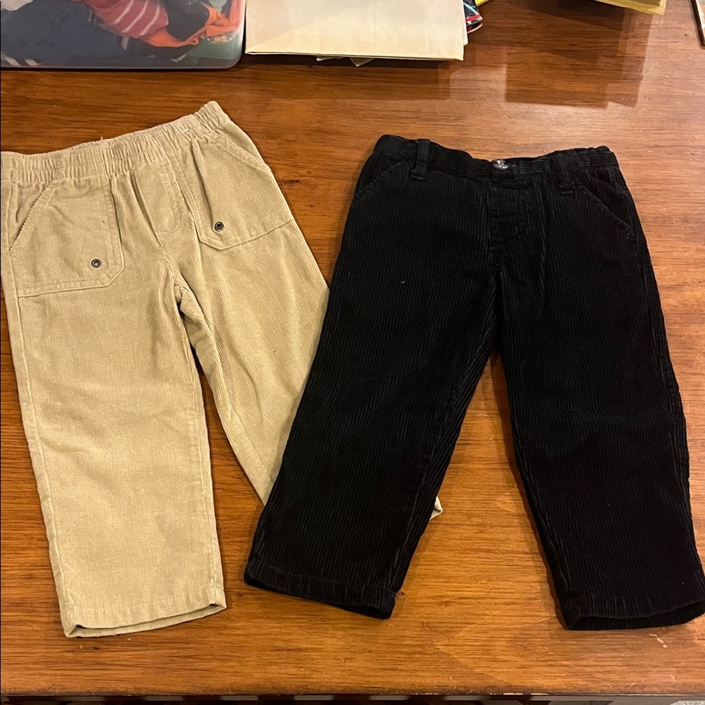 Okie Dokie and Sam and George 2 Pair of Corduroy Pants tan black Boys Size 2T